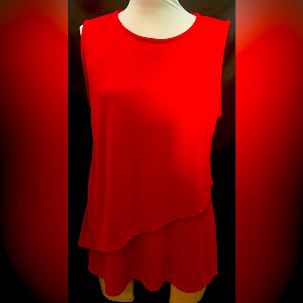 Liz Claiborne Women's Sleeveless Red Crossover Front Top-Size L- NWOT